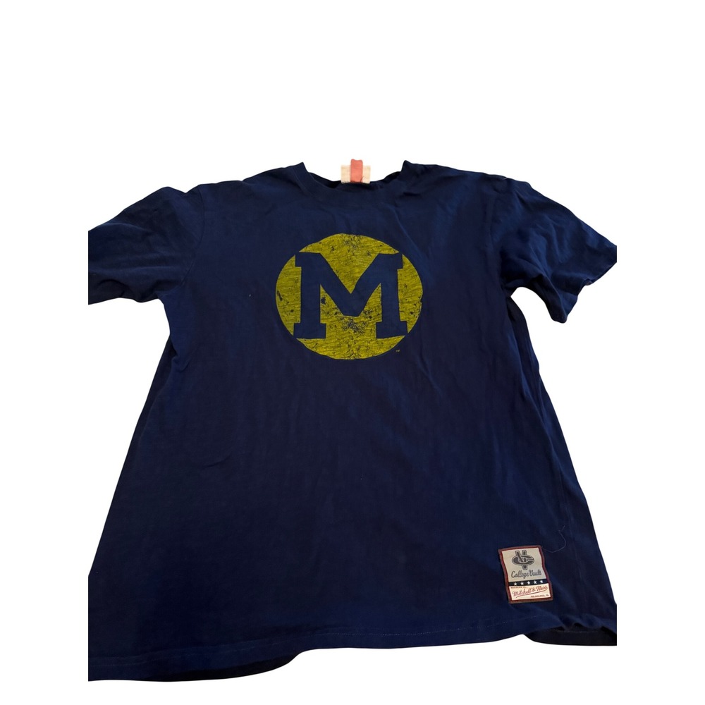 Mitchell & Ness Michigan Wolverines College Vault Navy Blue T-Shirt Mens XL
